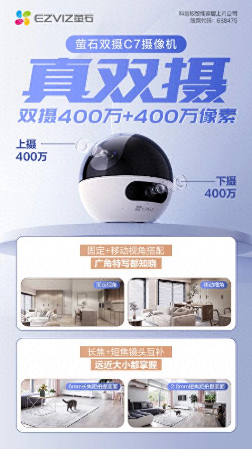 z6尊龙·凯时：萤石网络双摄C7摄像机热销双镜头组合构建全方位安全屏障